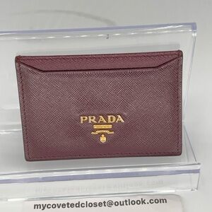 Prada Burgandy Card Holder with Gold Accents Great Condition!